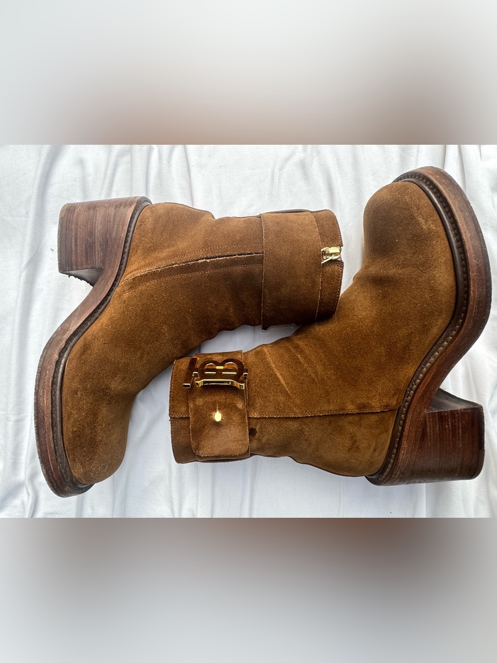 Burberry Westella Brown Suede TB Monogram Ankle Boots EU 40 - Picture 9 of 15